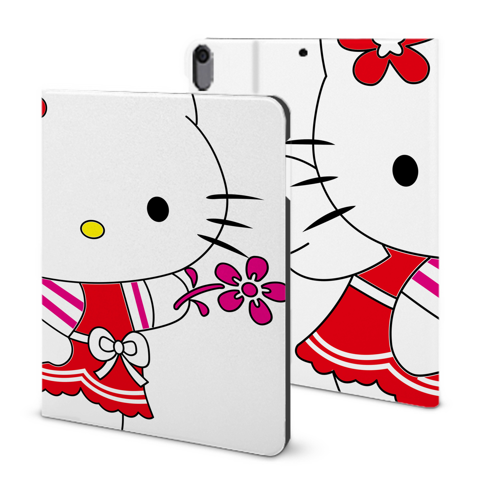 （画像用） Hello Kitty ハローキティ IPad ケース ブック型 PUレザー TPU 耐衝撃 軽量 薄型 ペン収納なし 全面保護 IPad 各モデル対応